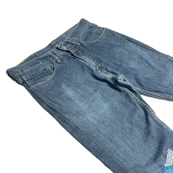 LEVI'S 559 Jeans w/ Boho Patchwork & Flare Embellishments Size 34x30 (altered) - Picture 2 of 9